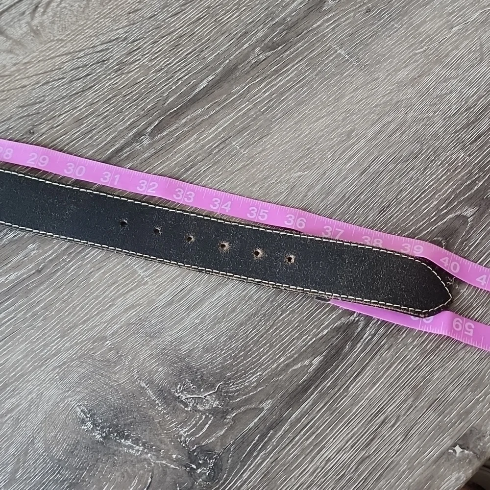 Vintage Landes Distressed Weathered Leather Belt with Silver Nickel Buckle